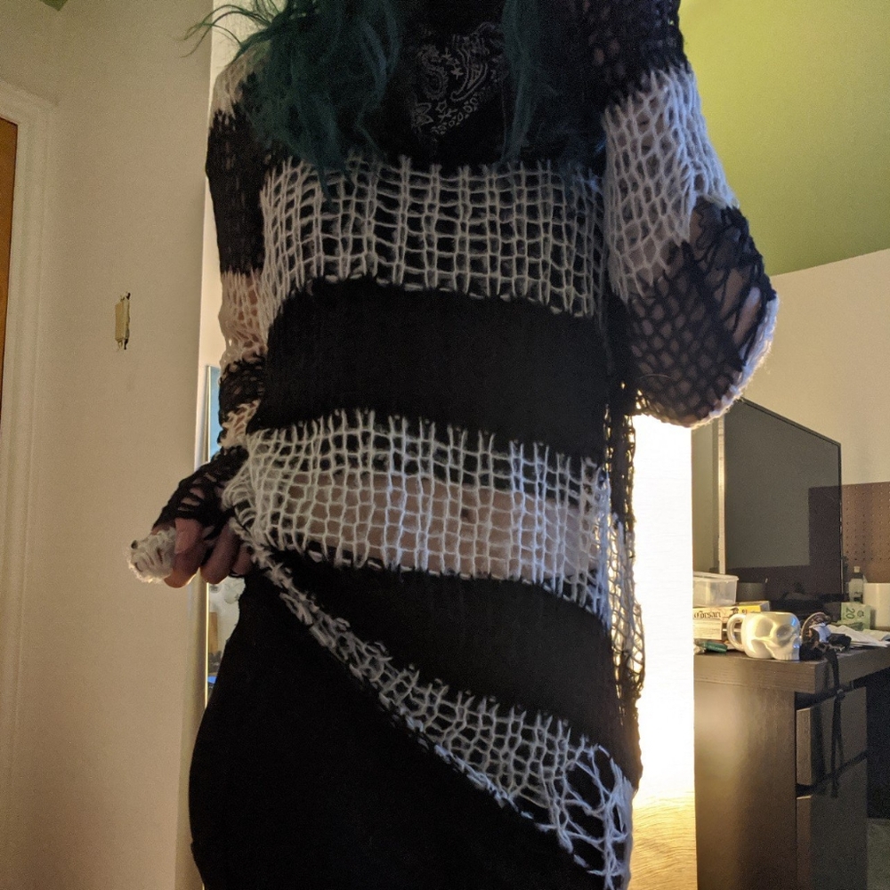Punkrave distressed stripped knit